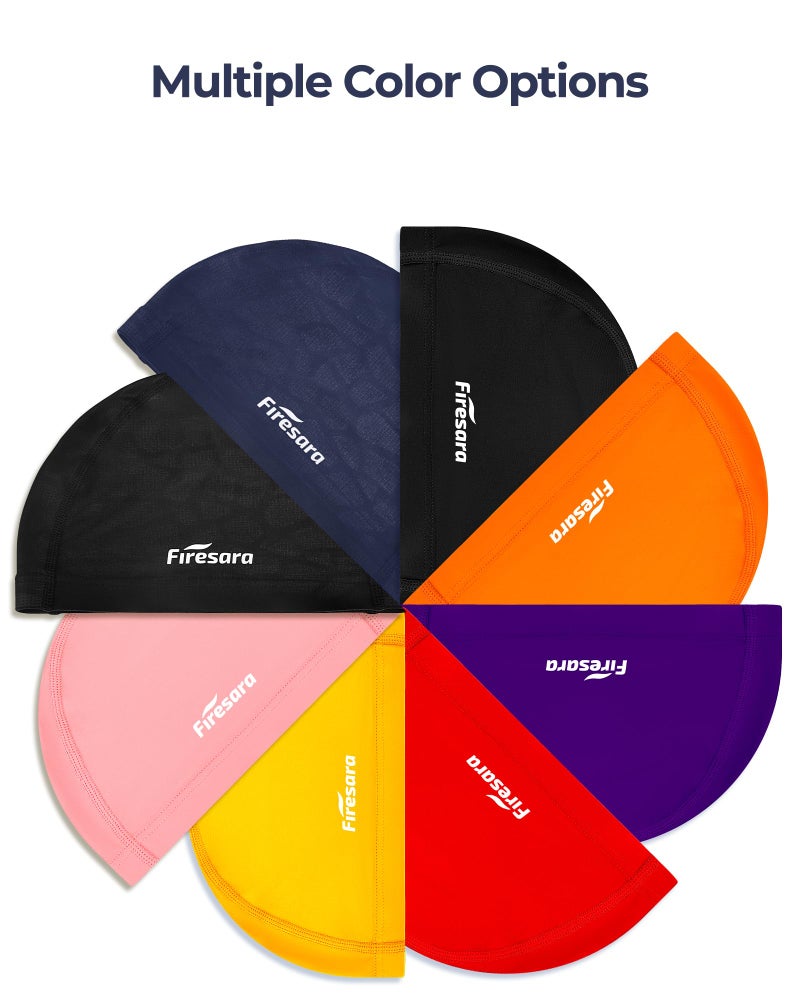 Firesara Upgrate Fabric Swim Cap Fit for Long Short Hair, Comfortable High Elasticity Swimming Hat Lightweight Bathing Cap for Women Men Kids White - Image 5